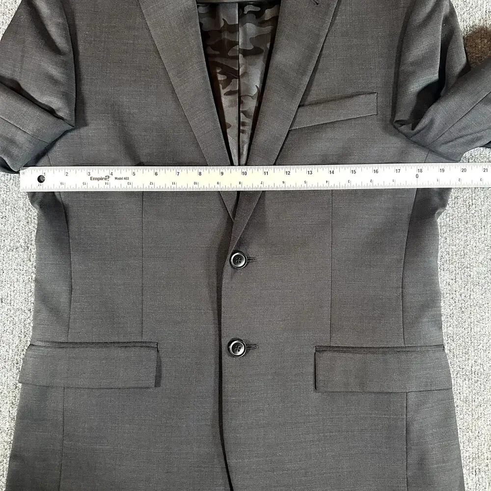 JOE Joseph Abboud Mens 38S Suit 32W Gray Super 120s Wool 2 Piece Camo Lined